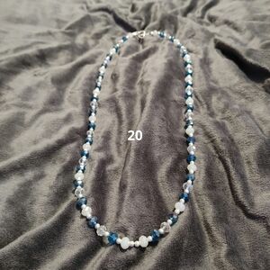 Elegant Blue and Silver Beaded Necklace